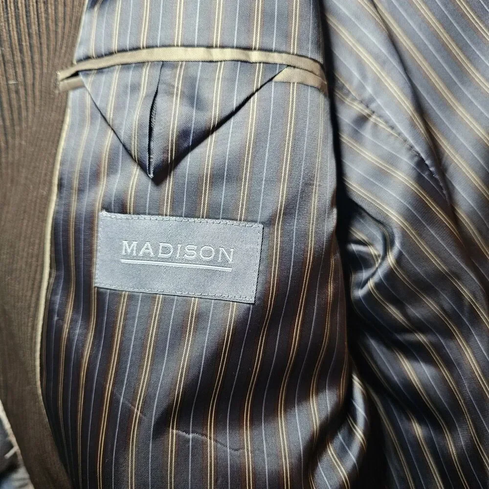 Madison Corduroy Pinstripe Brown Sport Coat Mens 44S NWT